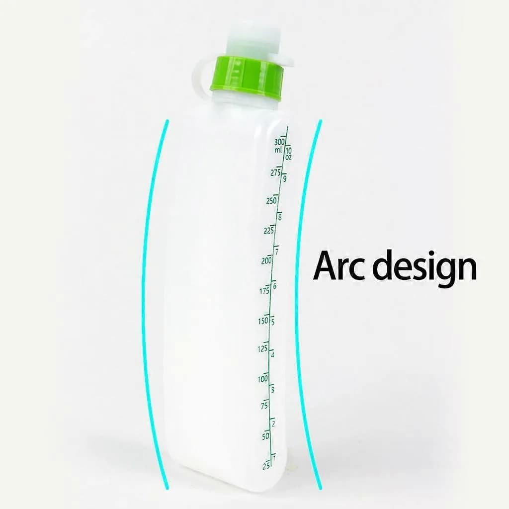 300ml Running Water Bottle with Scale Curved Design Large Capacity Food Grade Squeeze Type Leak-proof Portable Fitness Sports Fanny Pack Flat Kettle Outdoor Supplies Sports Water Bottle