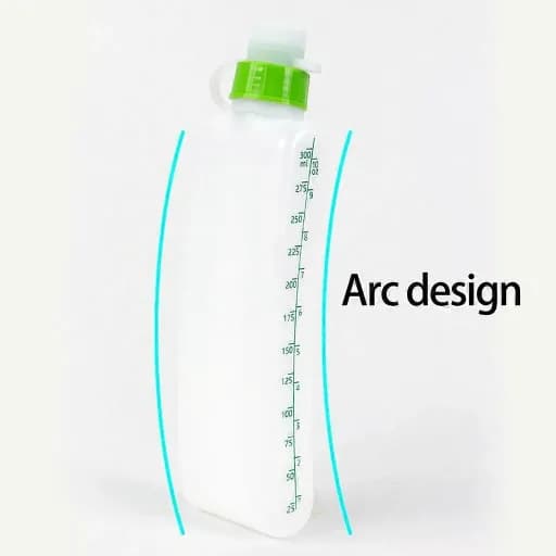 300ml Running Water Bottle with Scale Curved Design Large Capacity Food Grade Squeeze Type Leak-proof Portable Fitness Sports Fanny Pack Flat Kettle Outdoor Supplies Sports Water Bottle